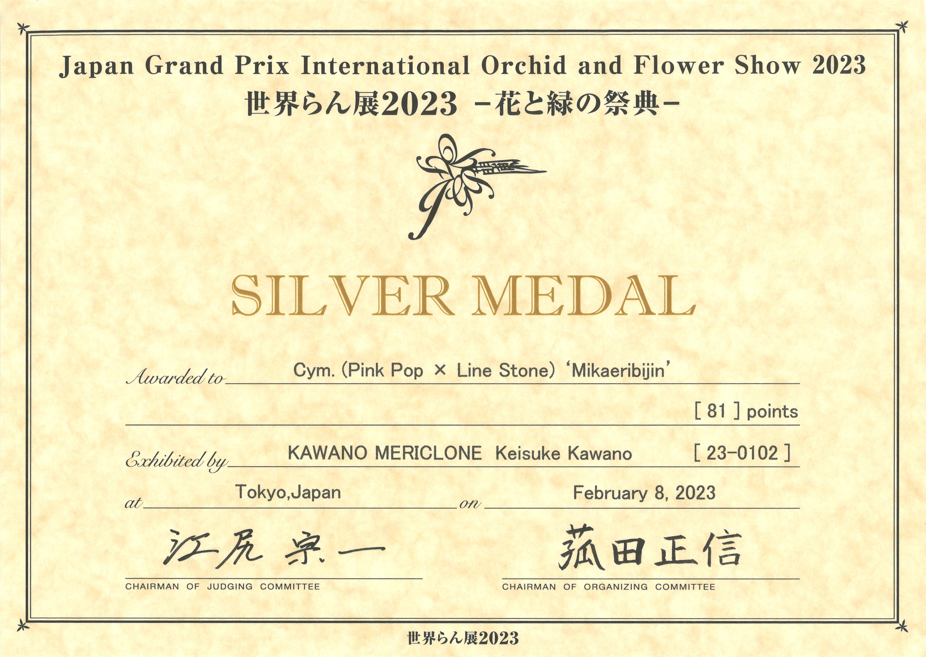 賞状：見返り美人