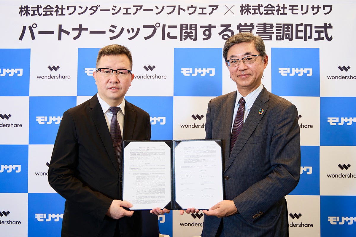 左:ワンダーシェアーソフトウェア 代表取締役 呉 太兵 氏  右:モリサワ 代表取締役社長 森澤 彰彦
