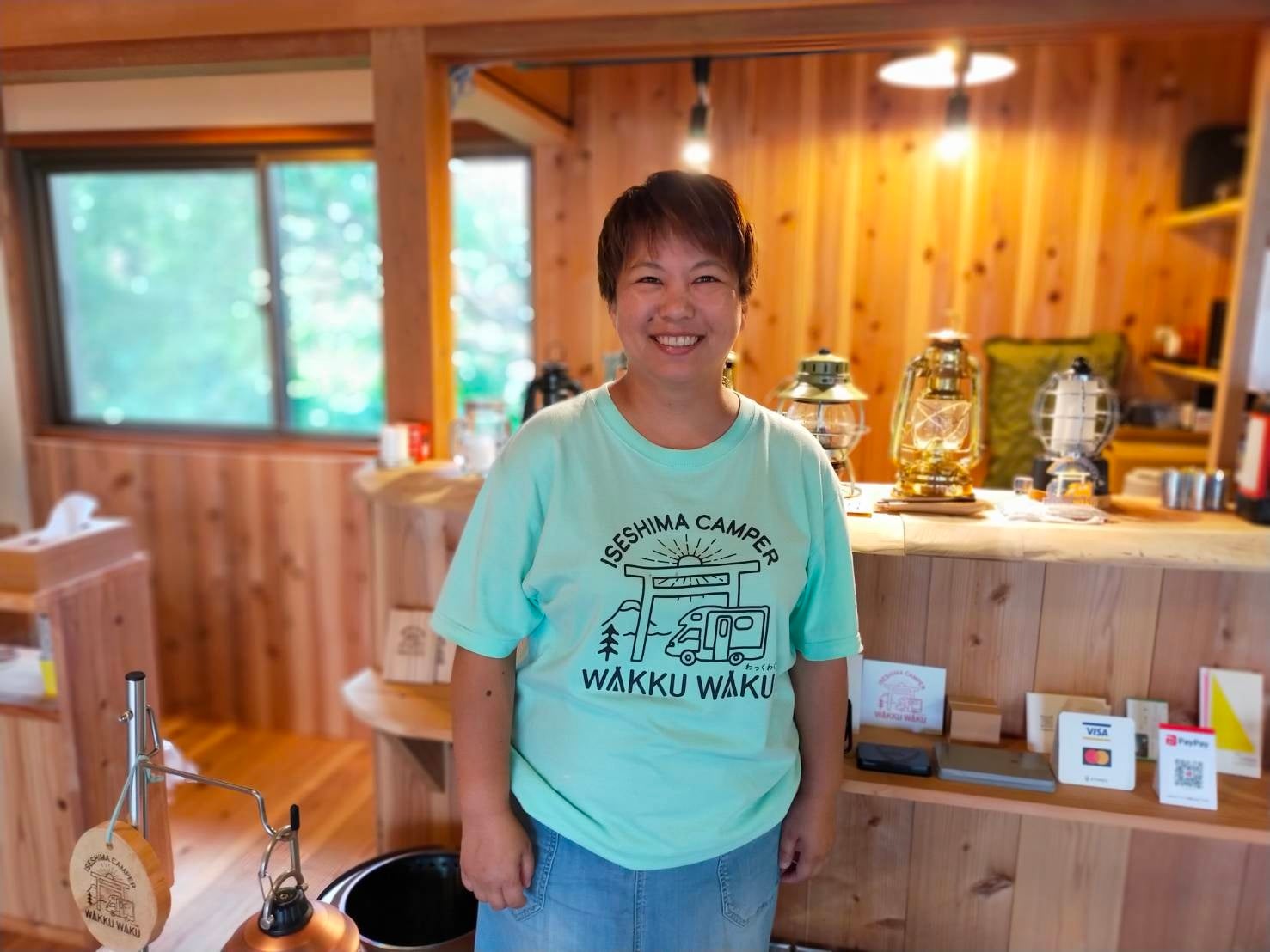 こちらが同行サポートする大西こずえ起案者です。　　　　　　　　　キャンプインストラクター取得しています。