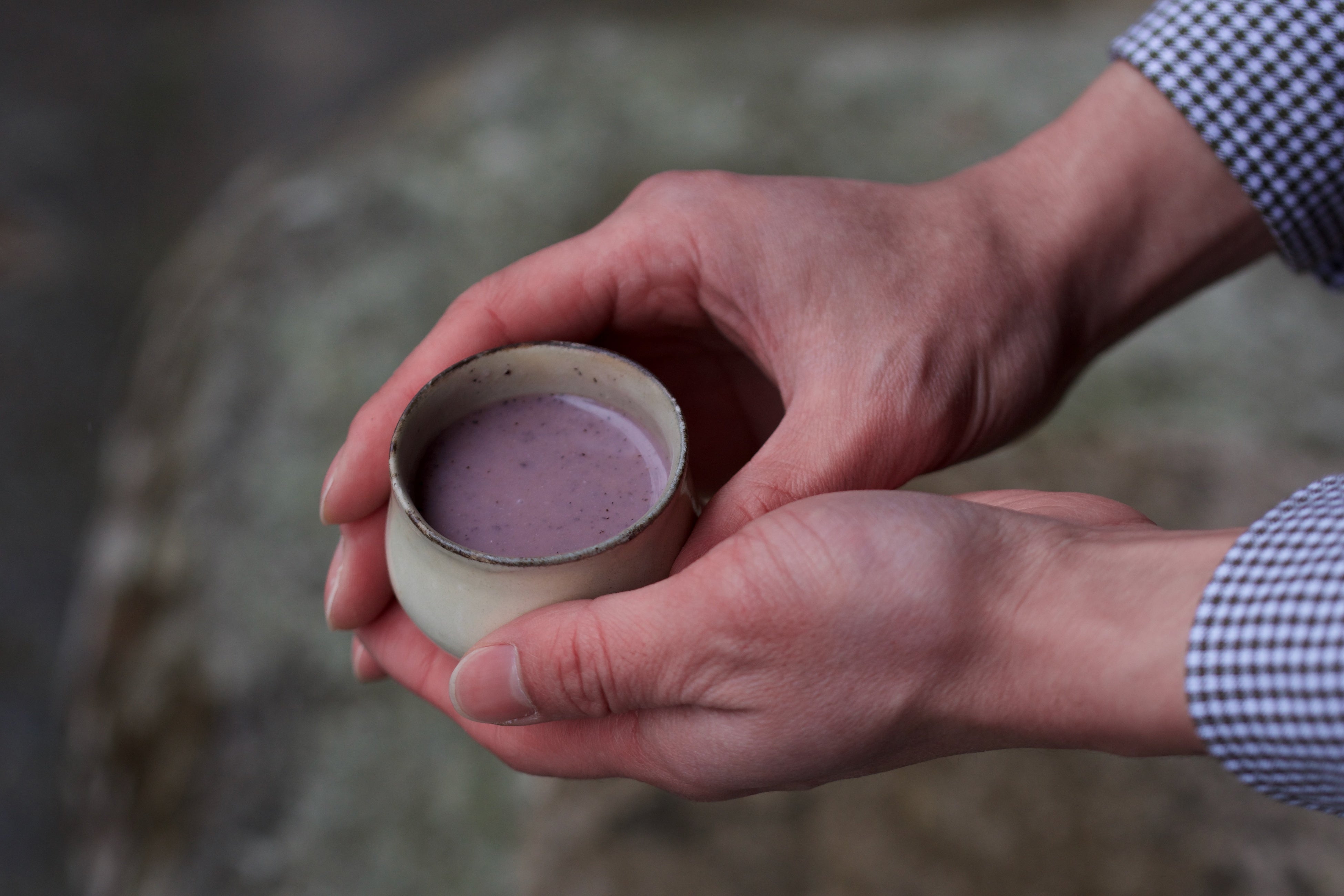 芳扇 紫雲と粉引盃