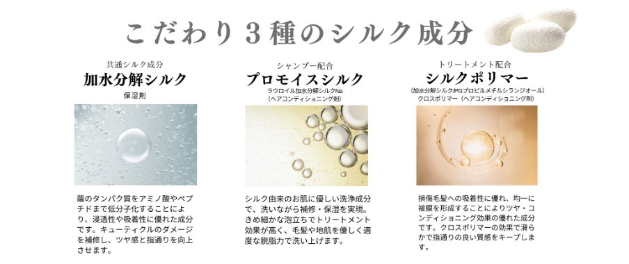 最高級シルクで、うるおいを与えながら頭皮環境を整える「SILK 最高級シルクで、うるおいを与えながら頭皮環境を整える「SILK