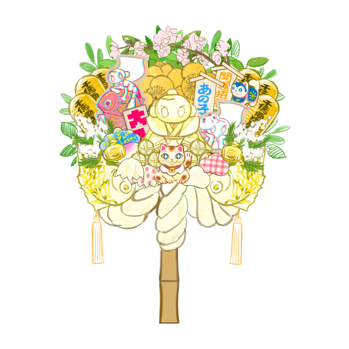 タカハシマホ「縁起熊手　UME」 縁起熊手 UME by タカハシマホ | 現代アートの販売・通販 | ArtSticker