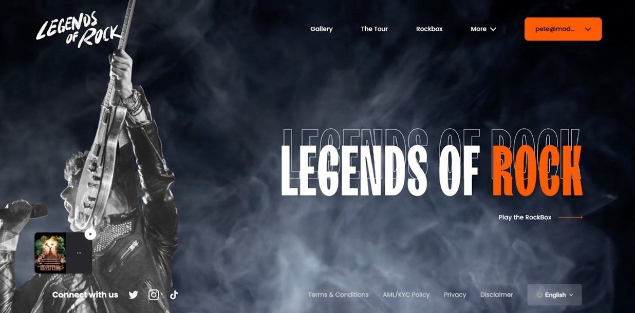 「Legends Of Rock」ホームページのトップ画面