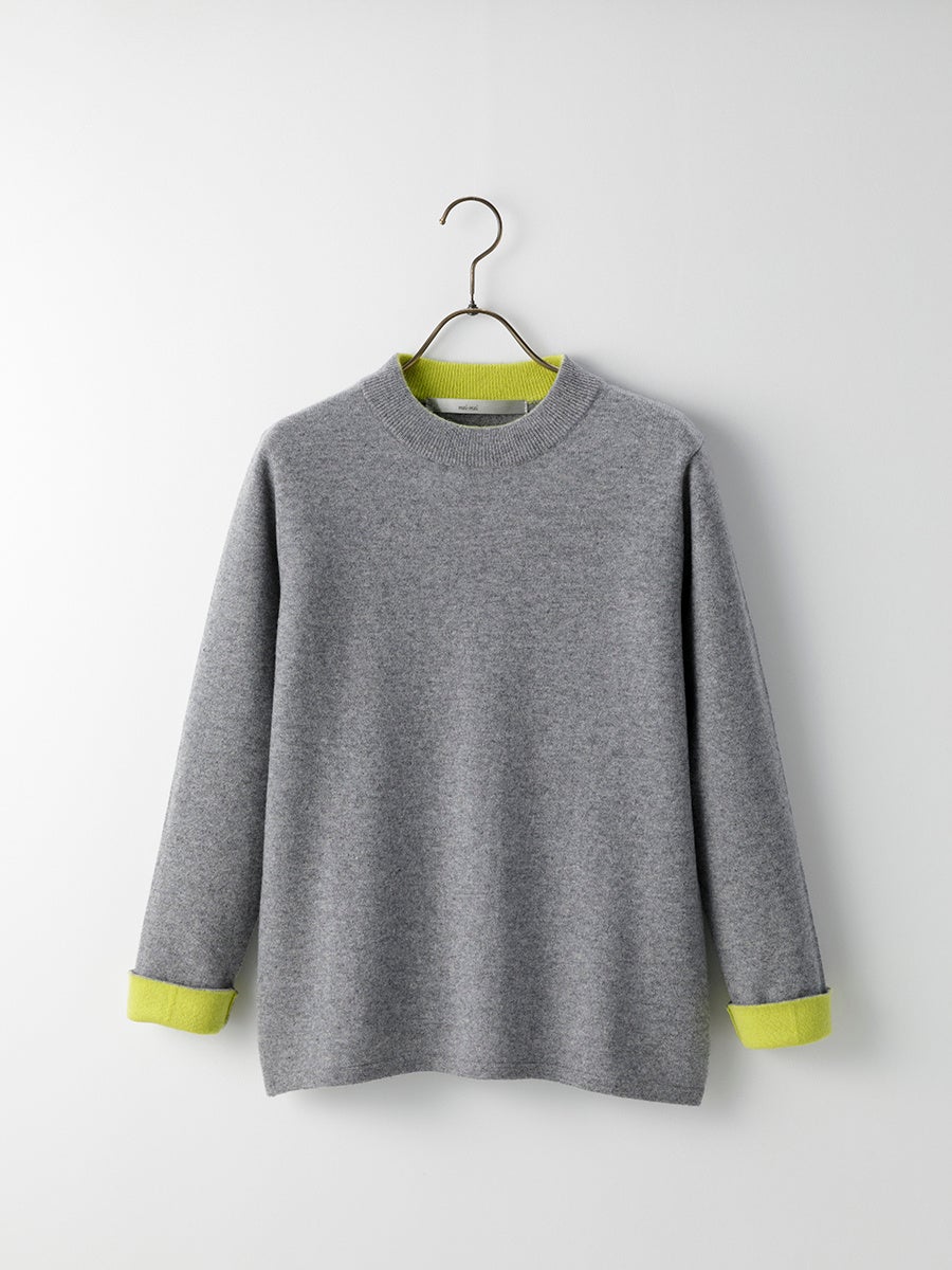 【MEI-MEI】最高級カシミヤ100% 配色ハイネック