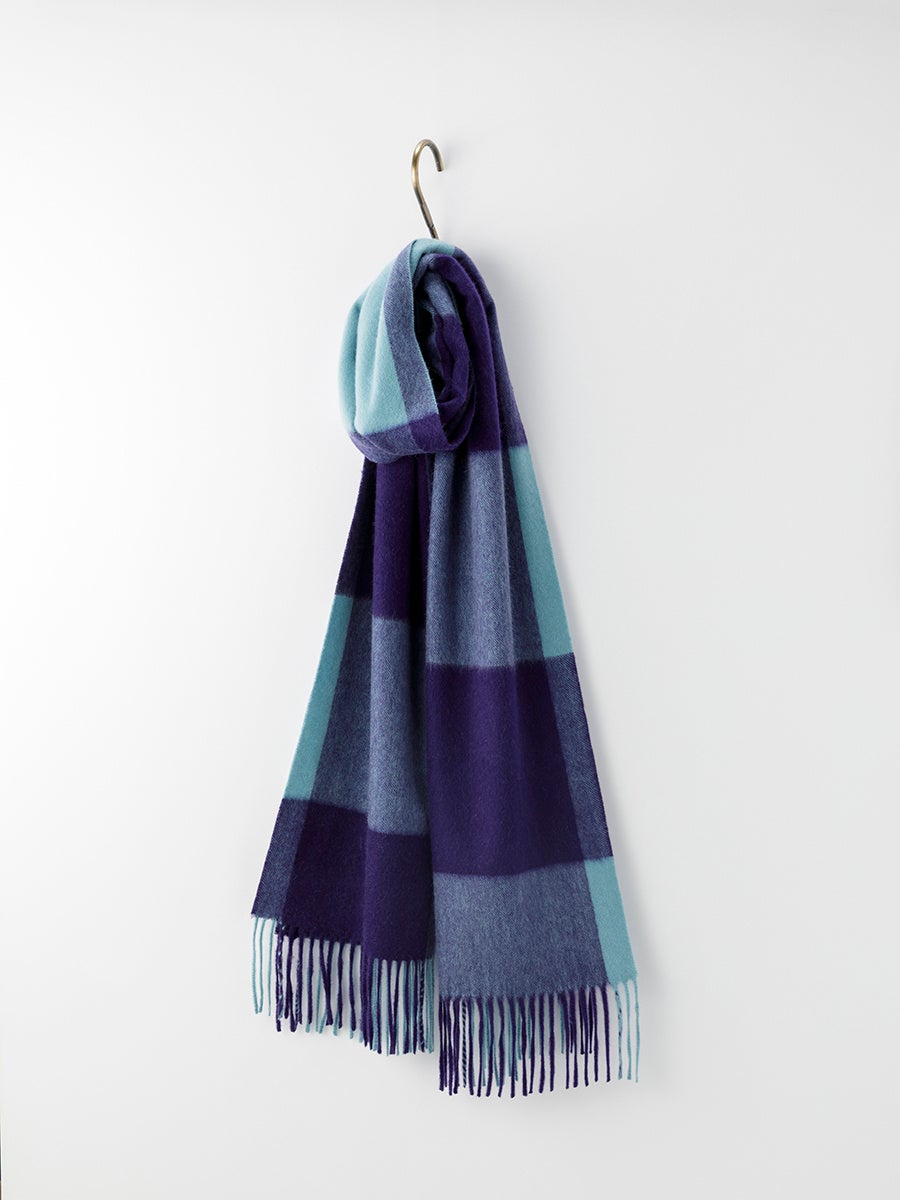 【MEI-MEI】最高級カシミヤ100% ブロック柄ストール