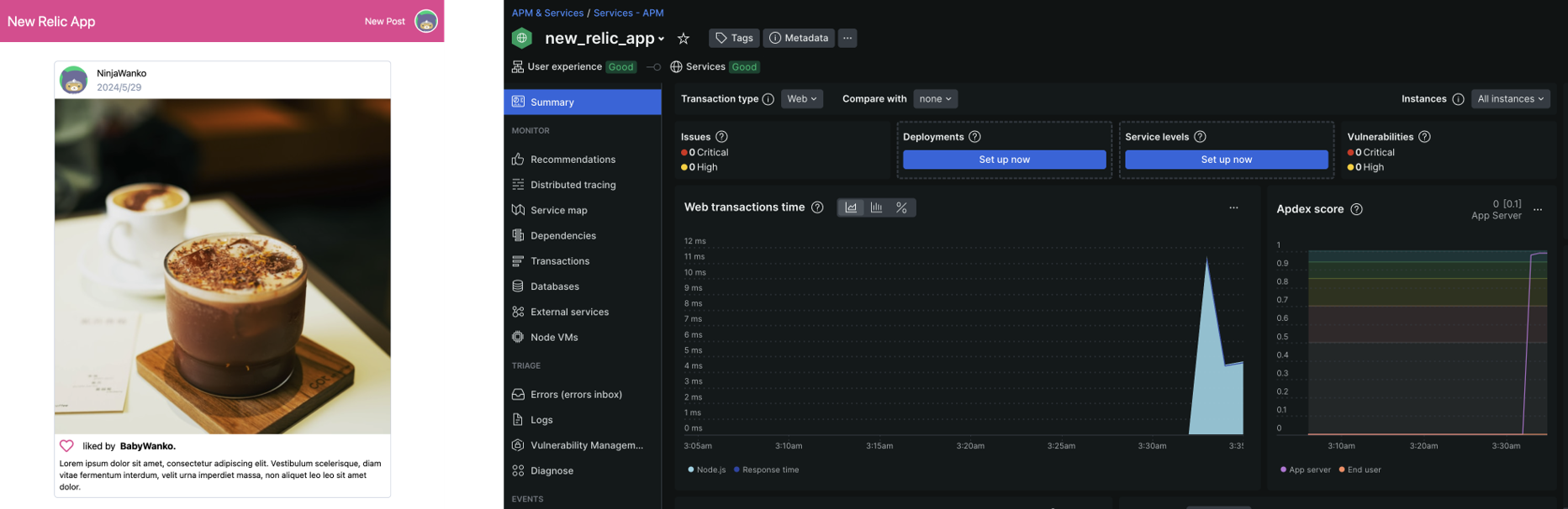 実務タスク「New Relic を使ってアプリケーションを改善しよう」のイメージ