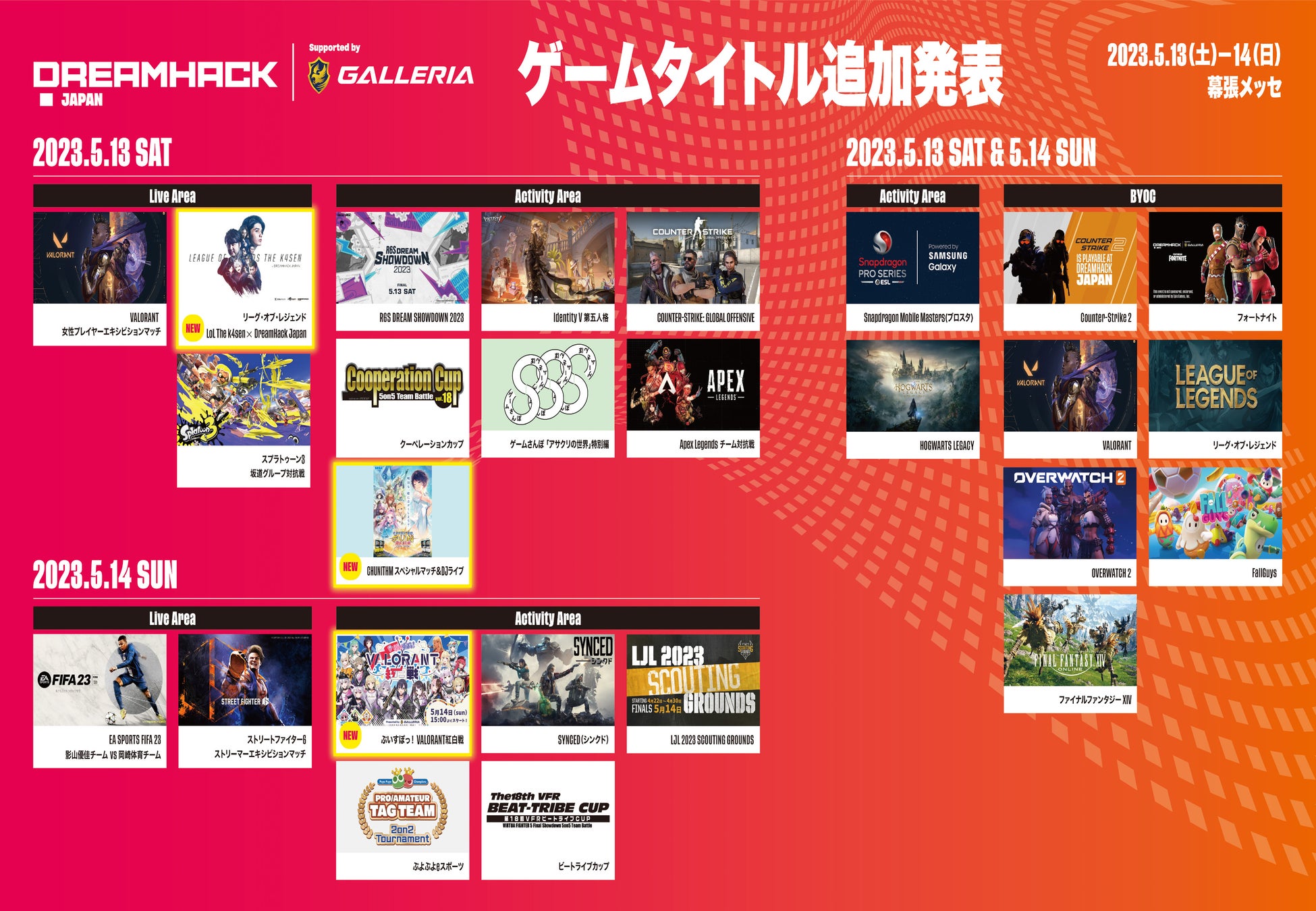「DreamHack Japan 2023 Supported by GALLERIA」に新たなゲーム大会が追加！リーグ・オブ・レジェンドやVALORANTなどが登場。Cosplay Ticketsも無料化。チケットは4月29日から一般発売開始。