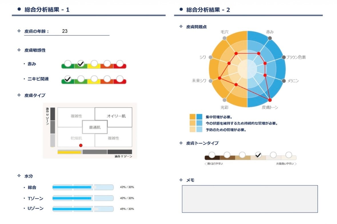 肌診断結果データ例