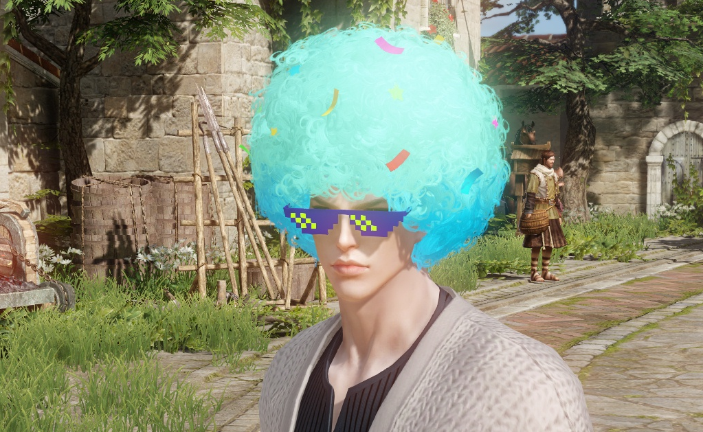 ▲「ドットサングラス」アバター&「アフロ頭」アバター