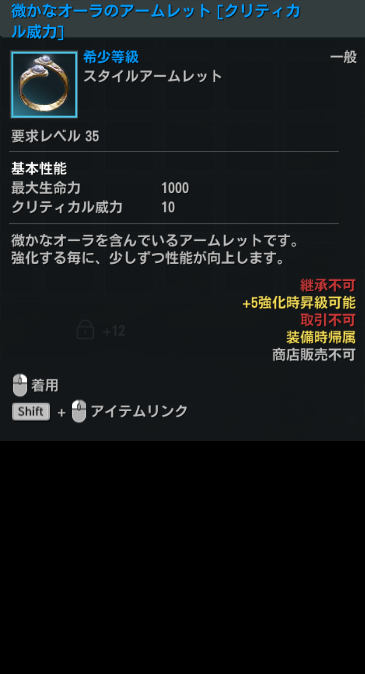 新規スタイル装備「アームレット」