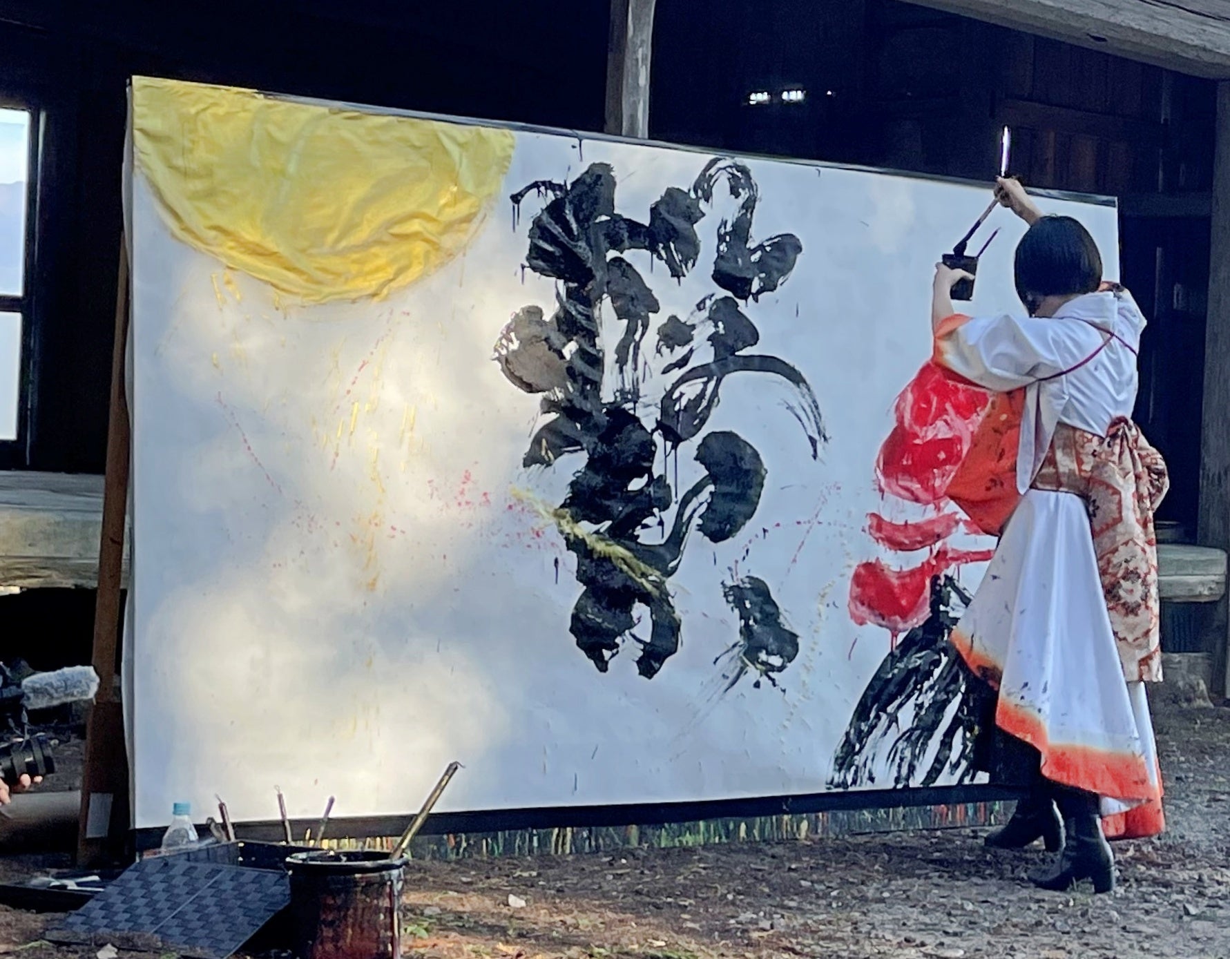 歌舞伎と書道とイラストのコラボ