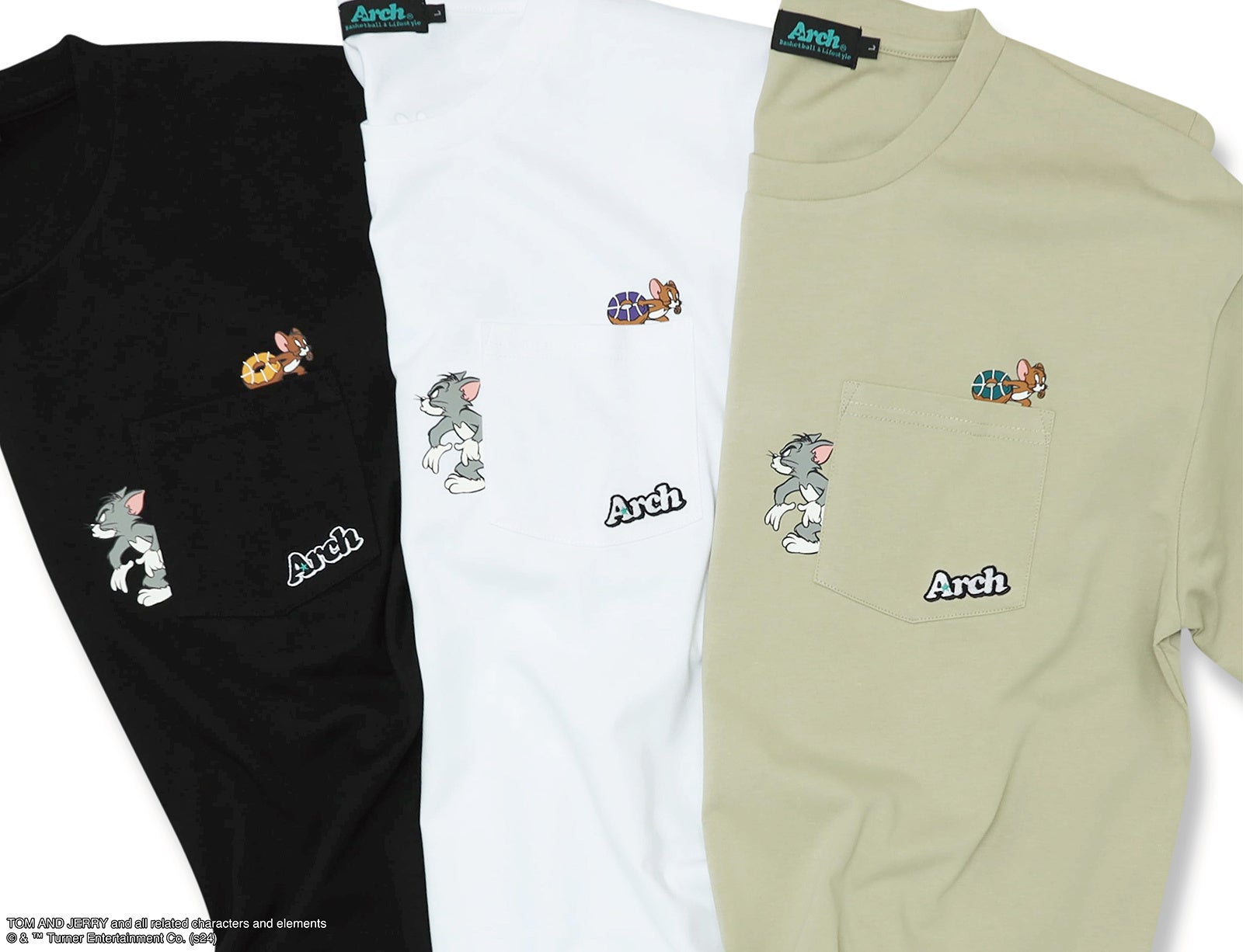 arch トムとジェリー セット TOM and JERRY | Arch smile crew mid. socks【white/brown