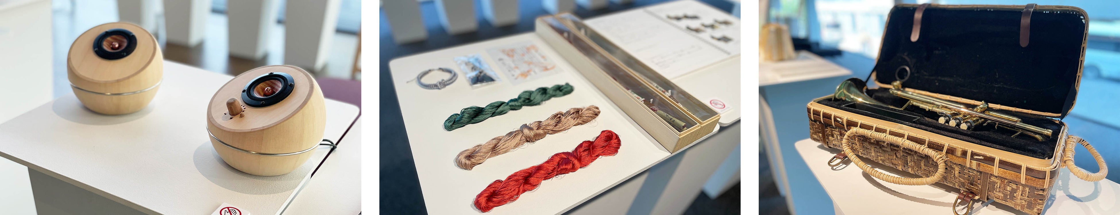 学生たちが実習先で学んだ技術を活かして制作した作品を展示