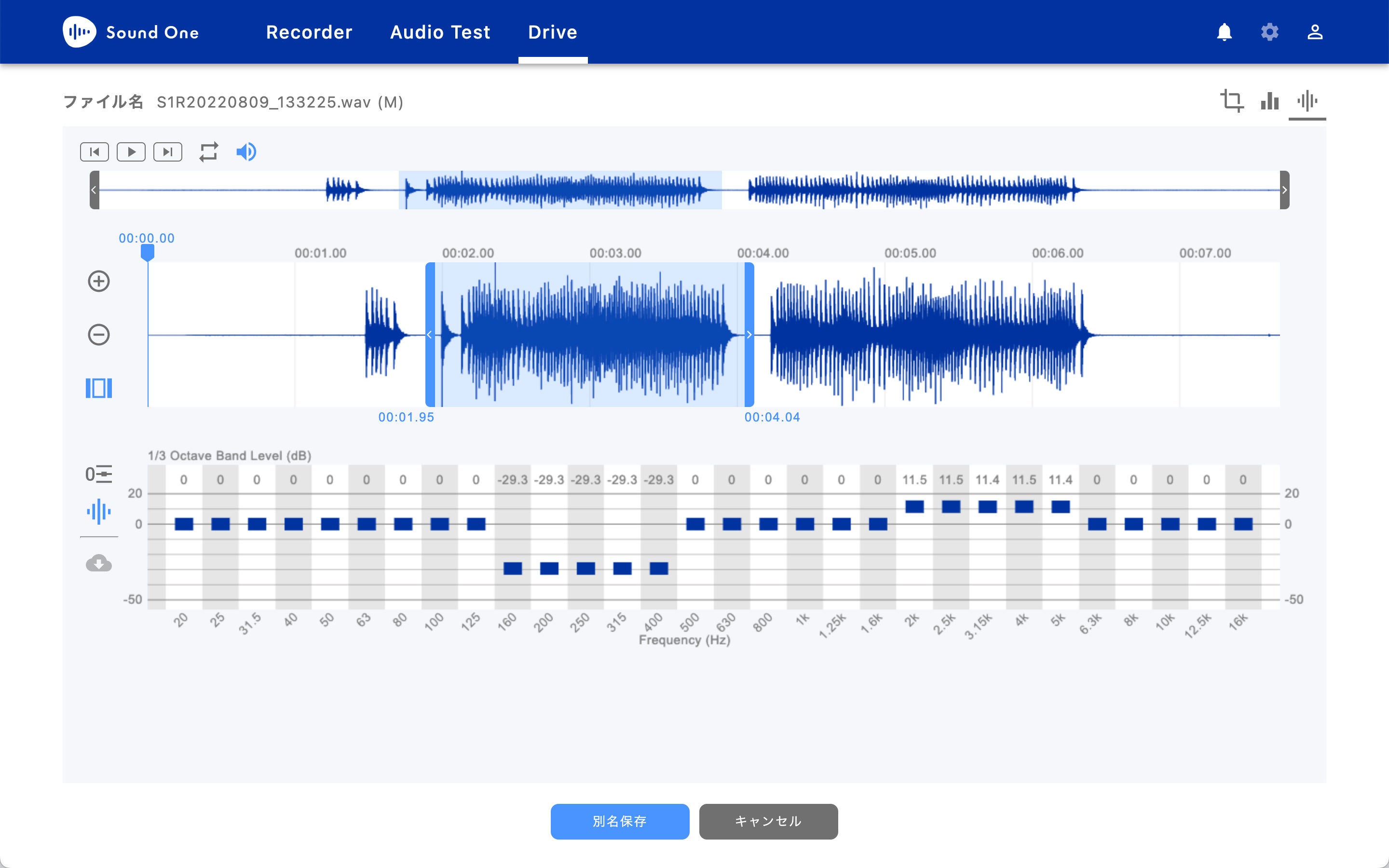エディタのイコライザー画面