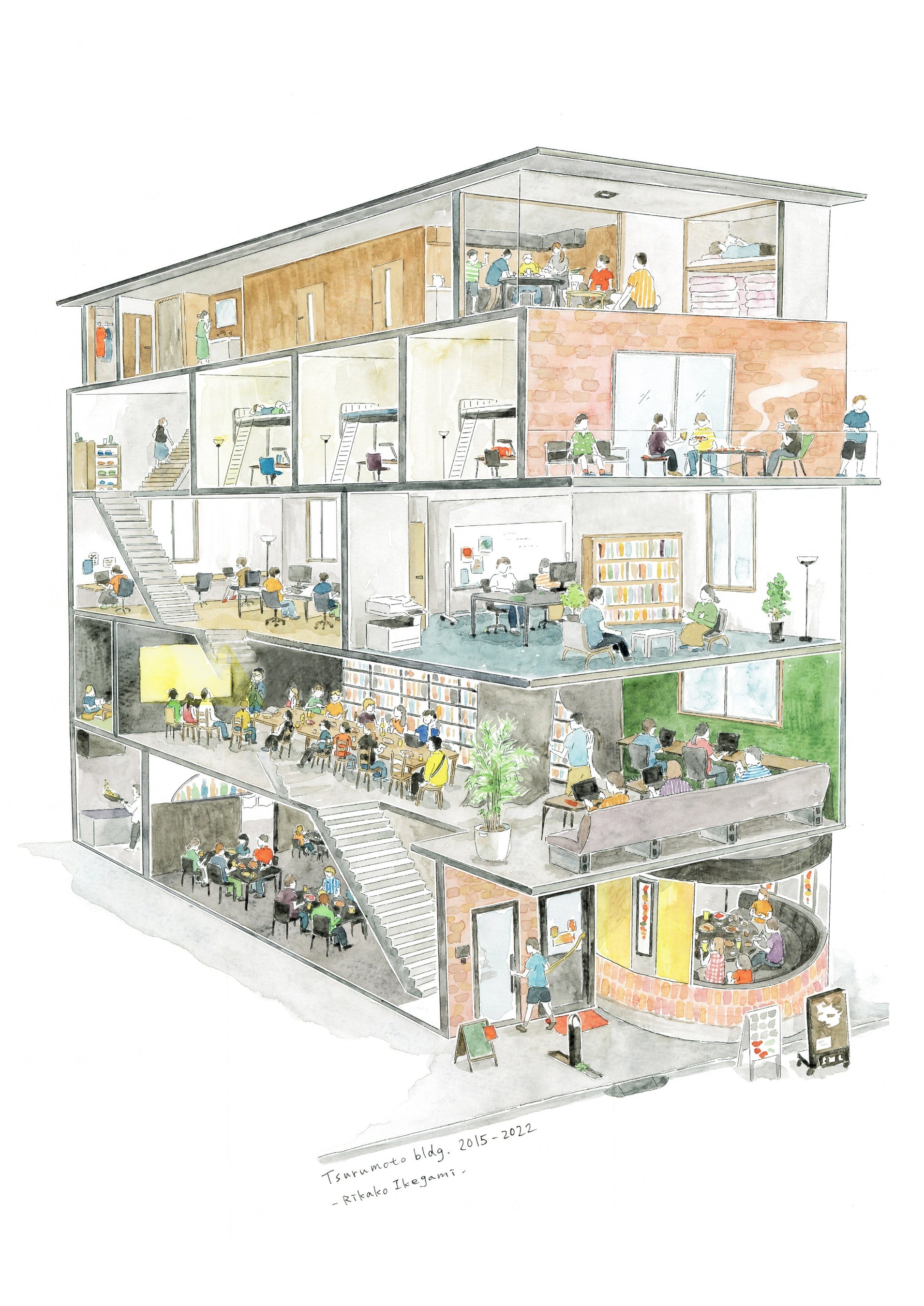 「弦本ビル 2015-2022」 絵：池上 里佳子