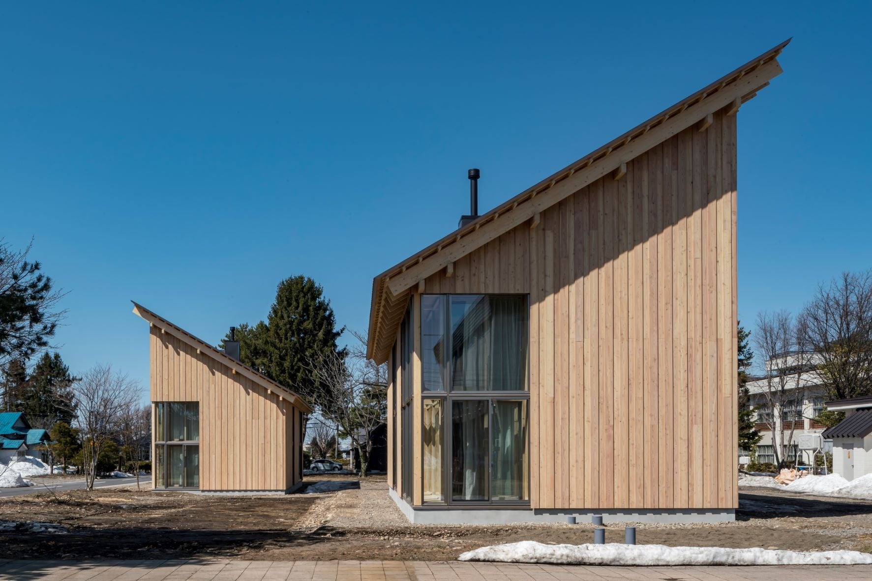 木材は北海道産、外壁は東川町の木をふんだんに使用 © Imada Photo Service