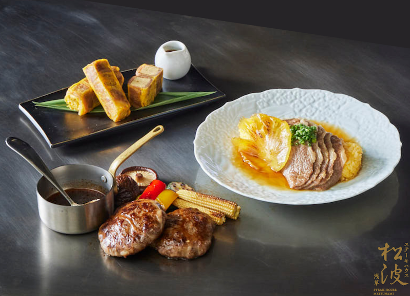 ふかひれ牛丼・ハンバーグステーキ・玉子焼きはオンラインショップで購入可能