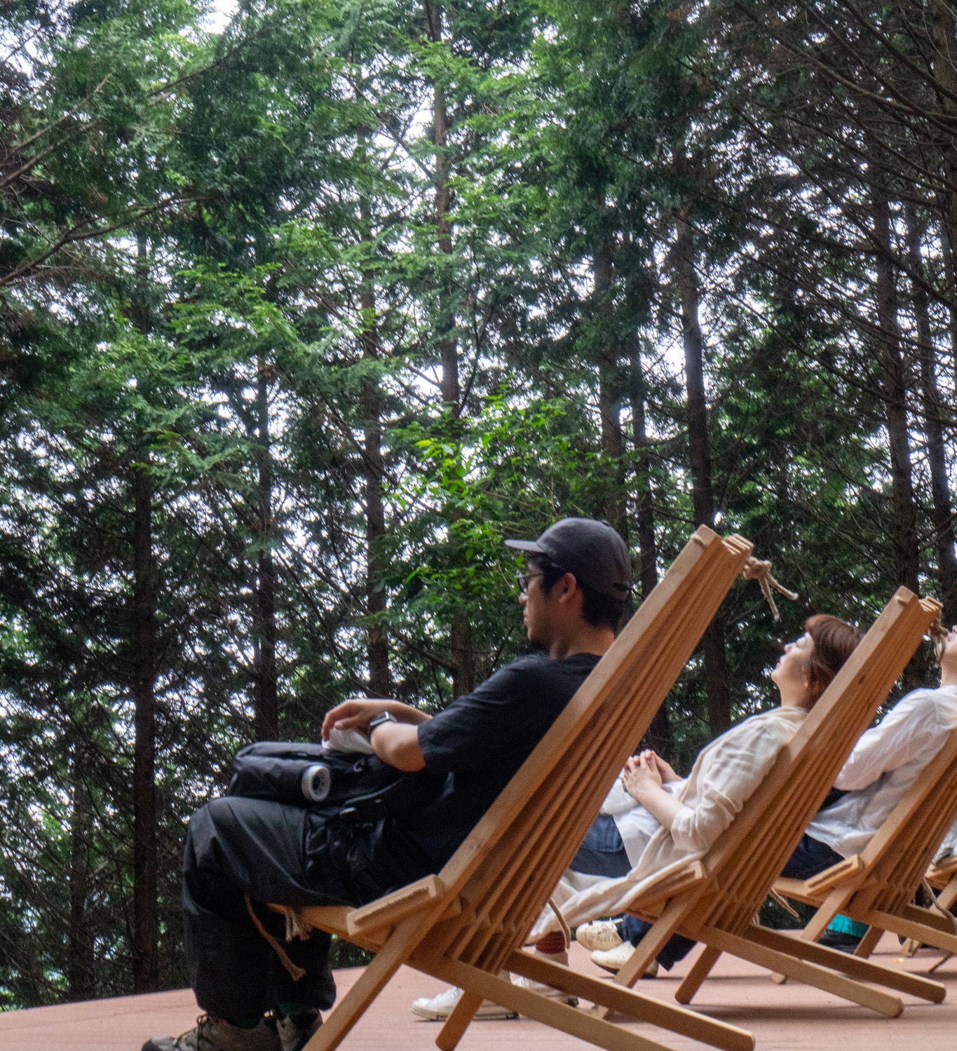 森林浴できる憩いのデッキ