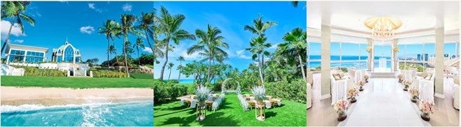 （左から順に）コオリナ・チャペル・プレイス ・オブ・ジョイ、コオリナ アクア・マリーナ 、ラニレア チャペル