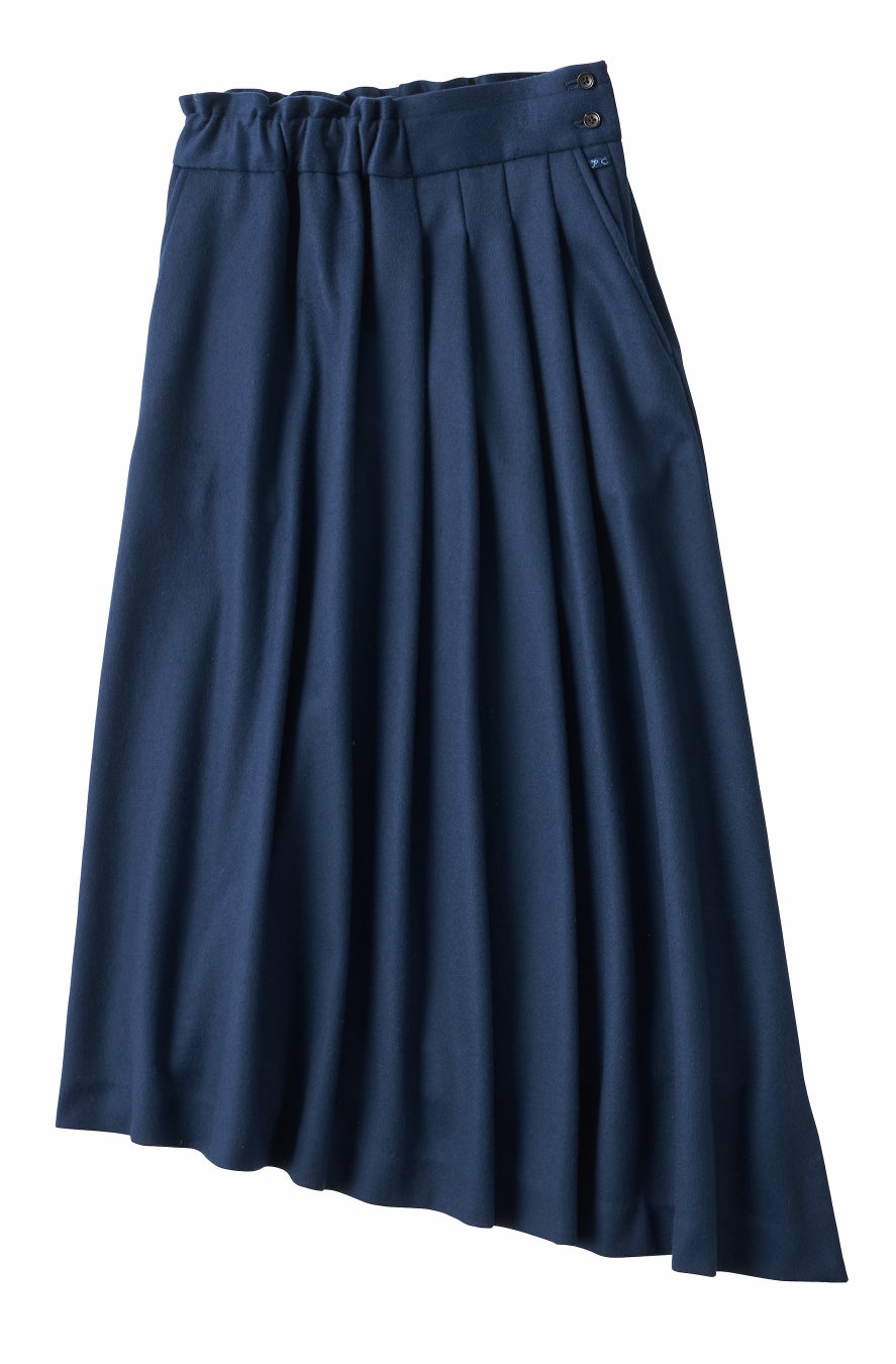 CASHMERE ASYMMETRY SKIRT(BABY CASH) /COLOR:BLUE/SIZE:1,2/¥155,100