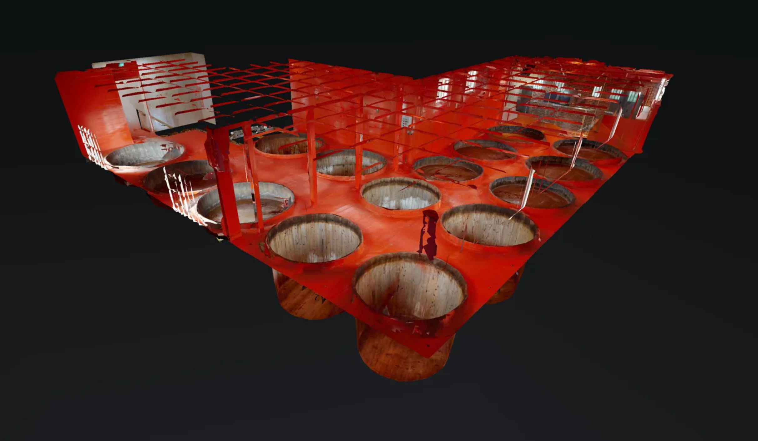 御用蔵内部を俯瞰して立体的に眺めたドールハウス機能