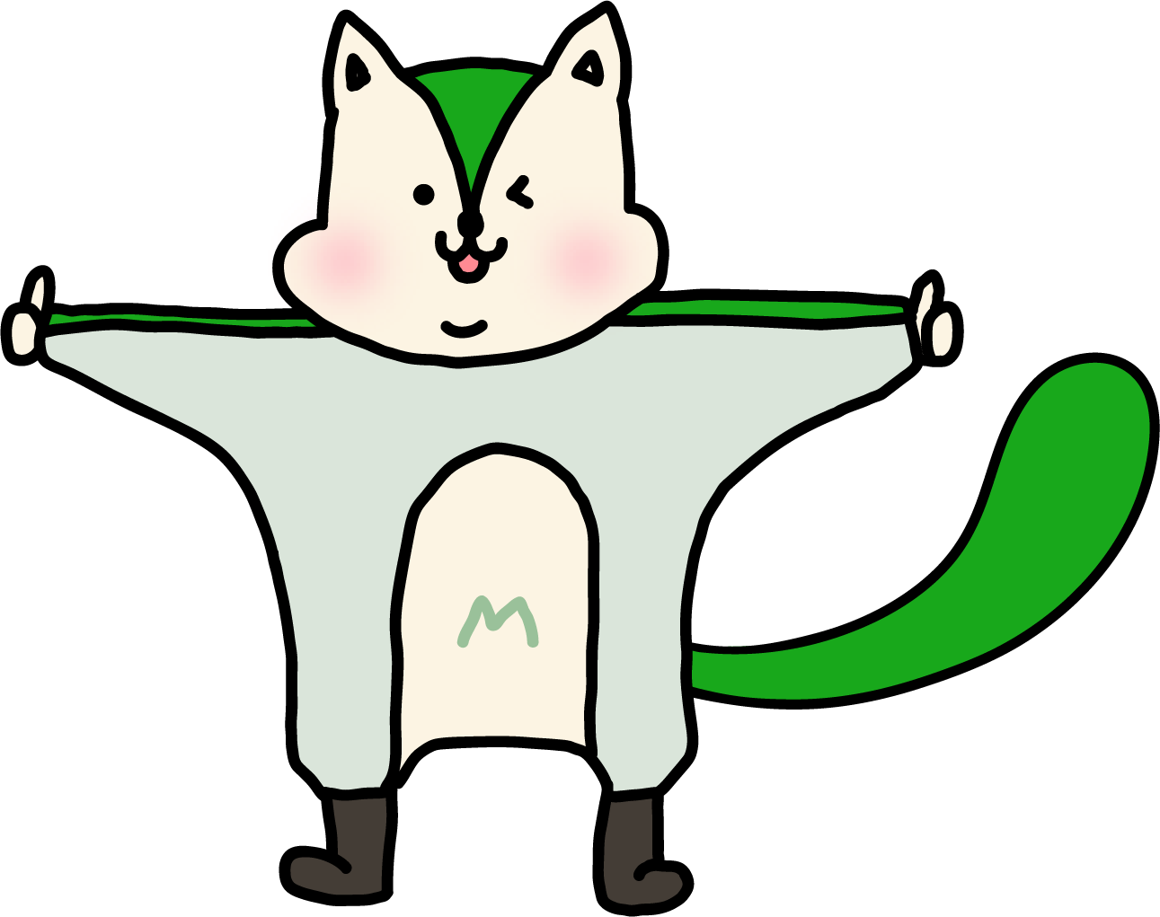 「包みラップレス」キャラクター ミドリのモモンガ「つつむモン」