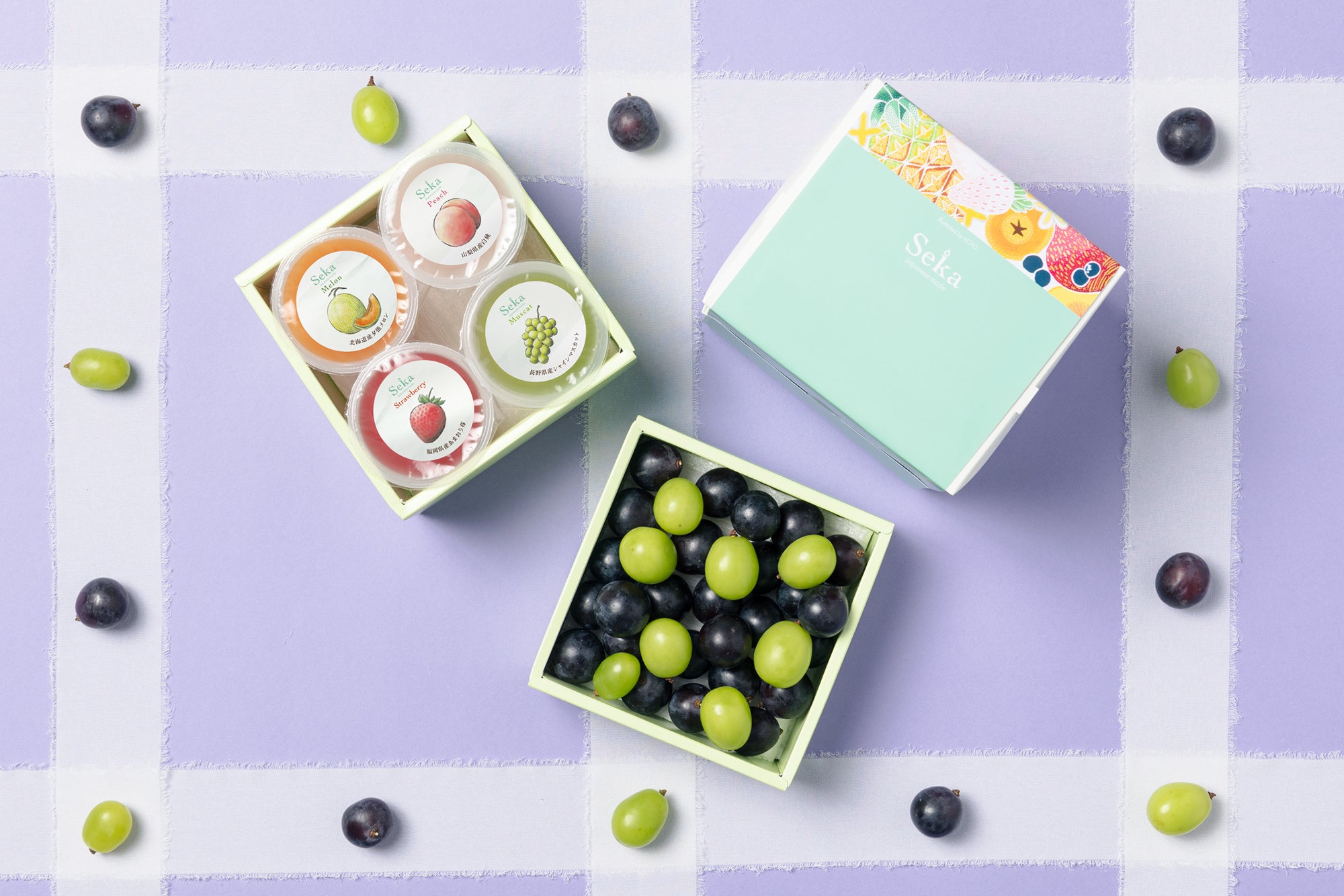 旬の国産フルーツ＆4種の国産フルーツゼリーのミニお重セット