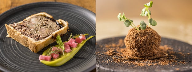 写真左:モロカイ島鹿肉のパテアンクルート  写真右:ウルのハムス