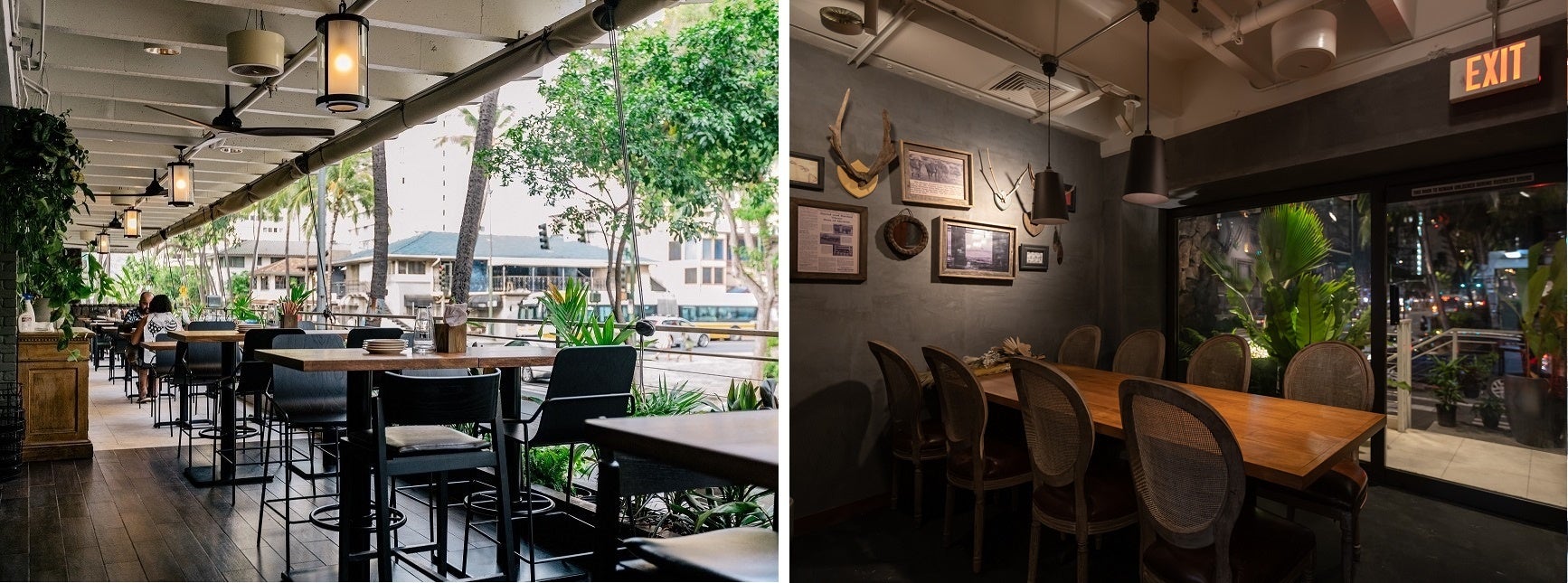 画像左：屋根付きテラス　画像右：VIPルーム