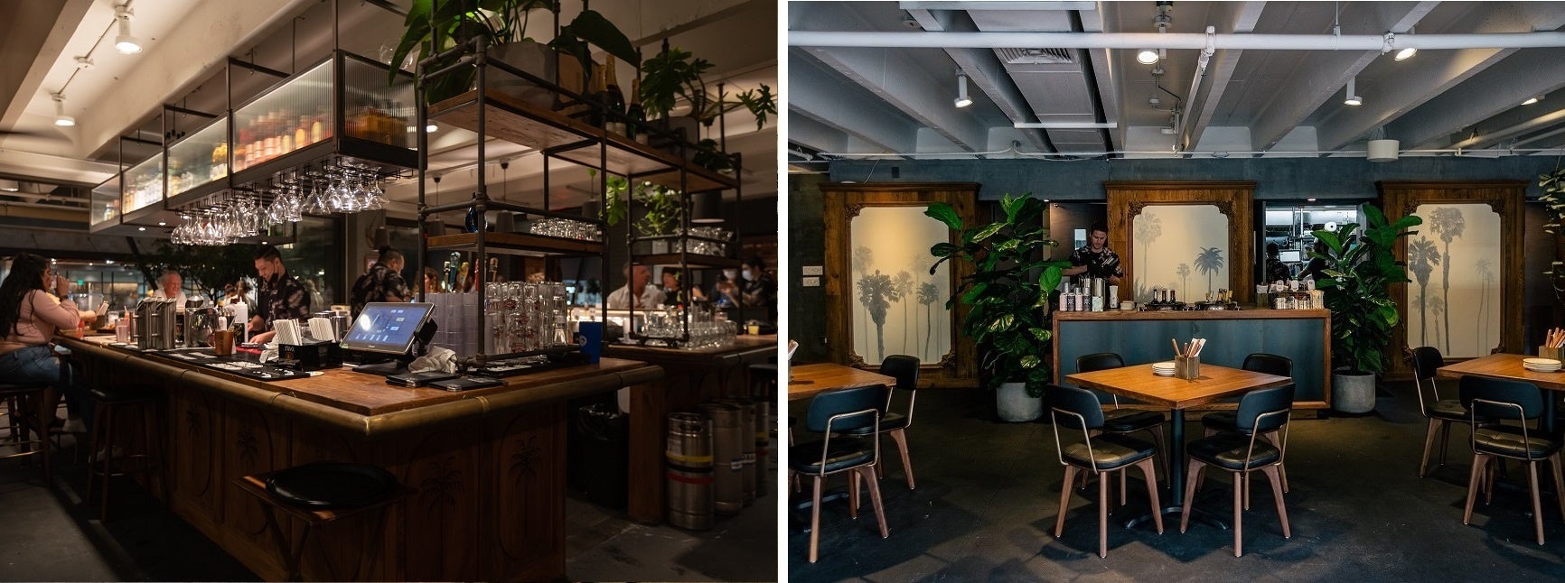 画像左：バースペース　画像右：ダイニングスペース