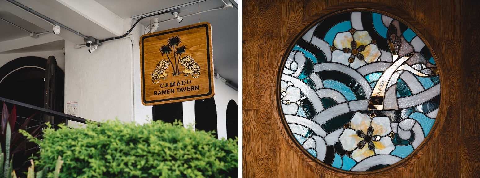 写真右：エントランス　左：ステンドグラス