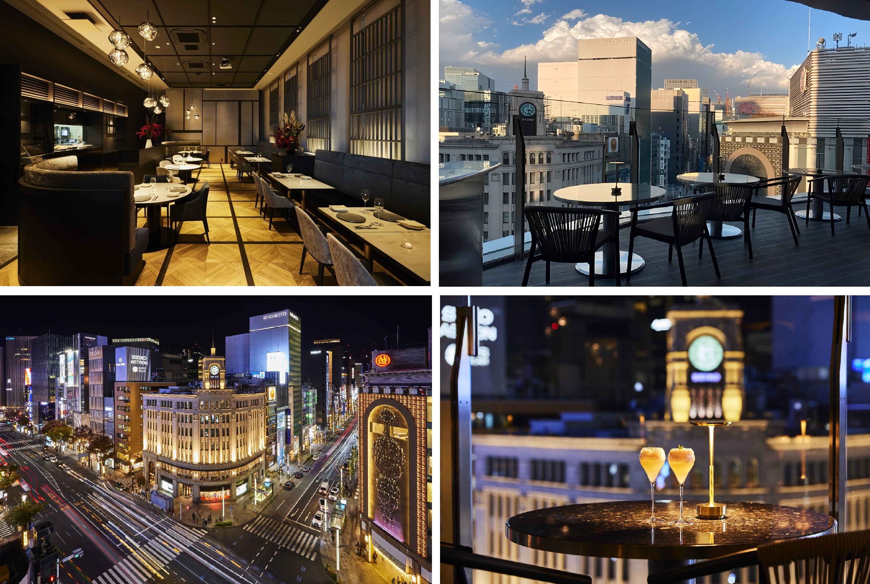 様々なシチュエーションに対応可能なダイニングフロアと銀座を見渡す絶景を楽しめるテラス