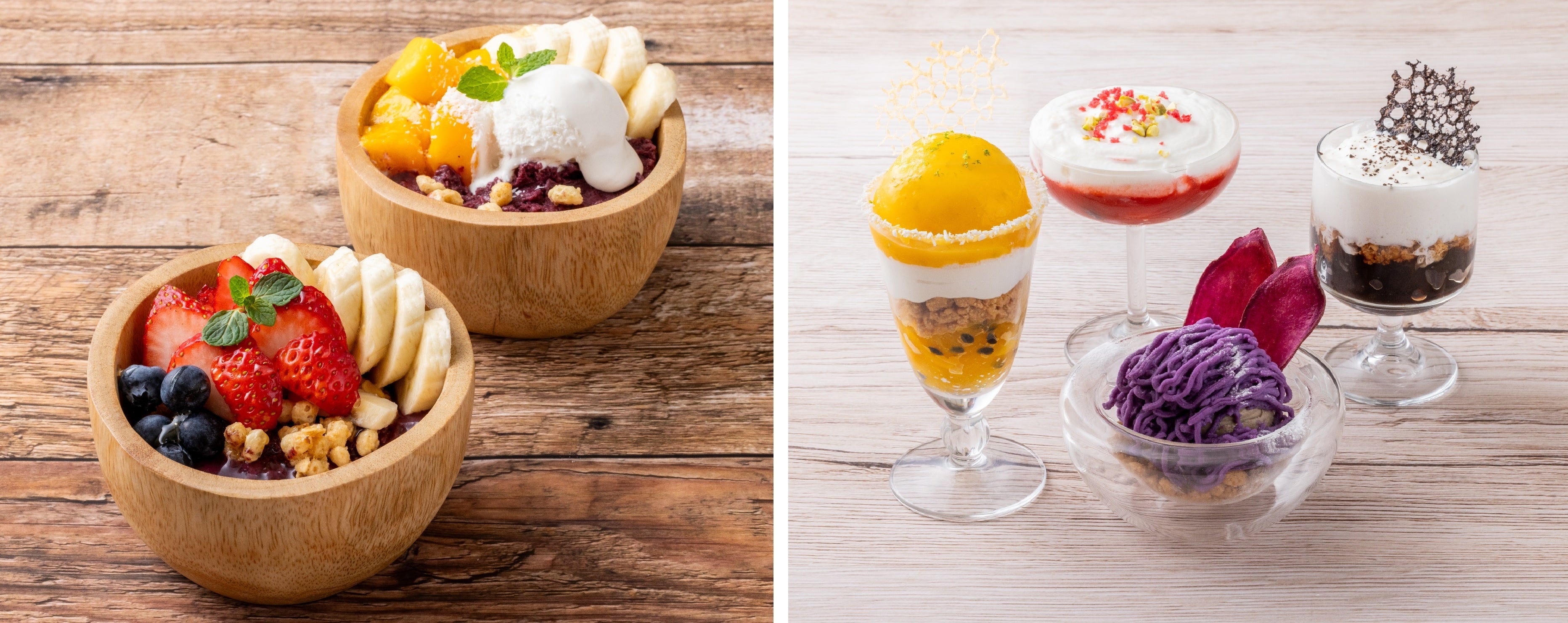 デザートメニュー：アサイーボウル、ミニパフェ