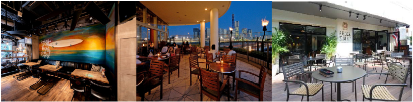 左から、大崎店、横浜ベイクォーター店、代官山店