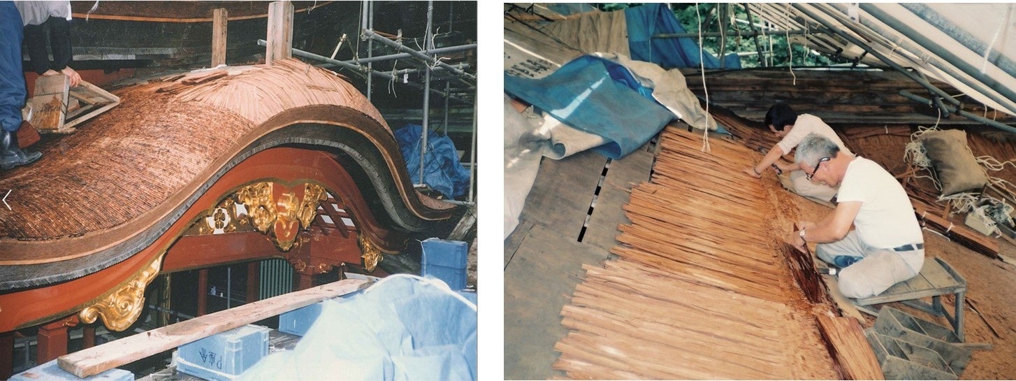 ▲前回の檜皮葺替えの様子(平成2年)