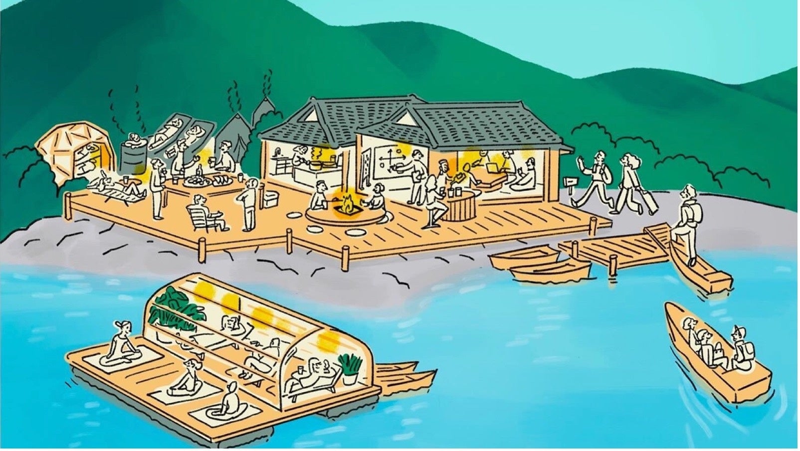 完成予想図、2024年4月に画像奥の「キャンプ施設」がOPENする予定