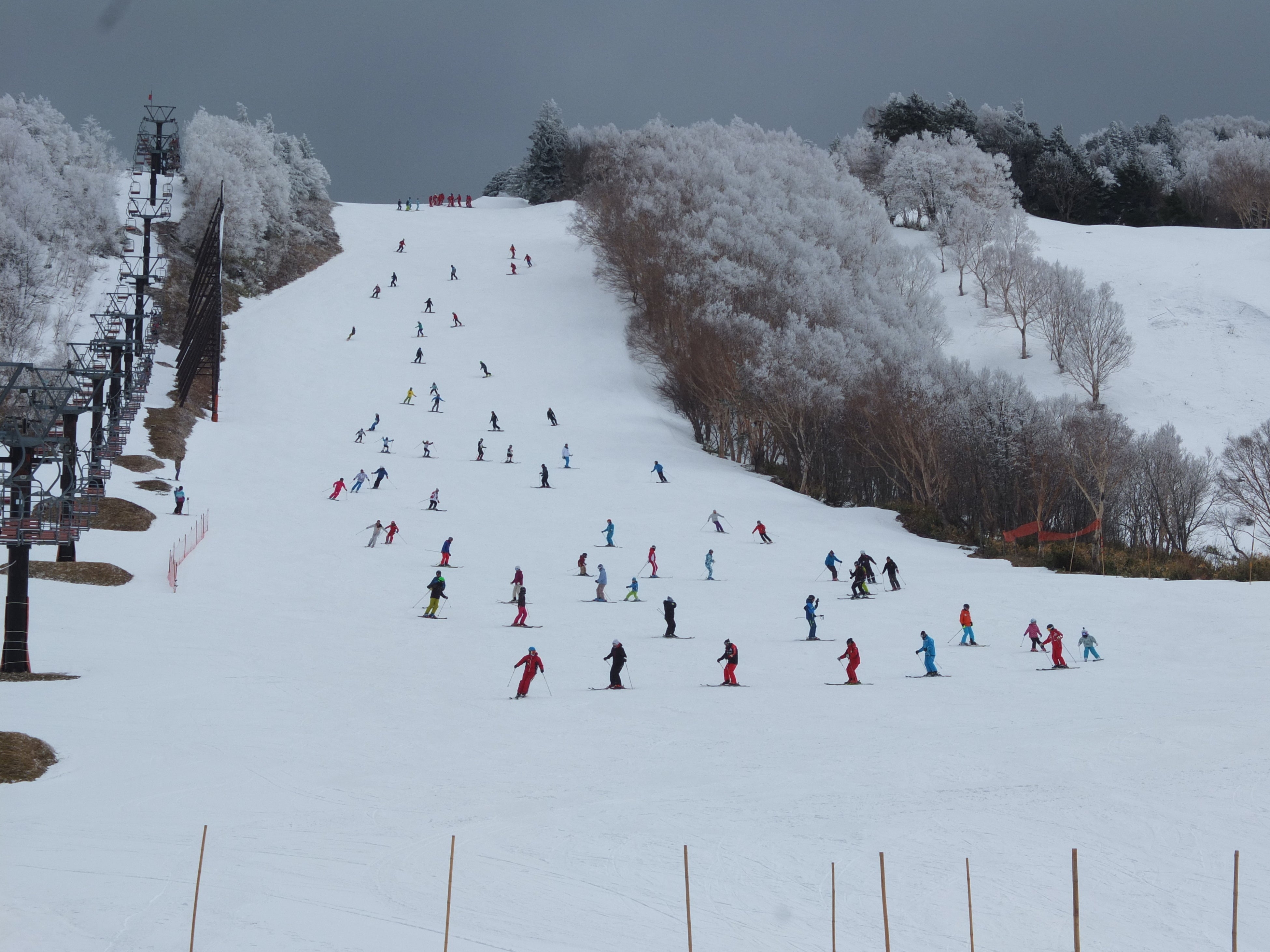 来場者たちが列をなして滑る