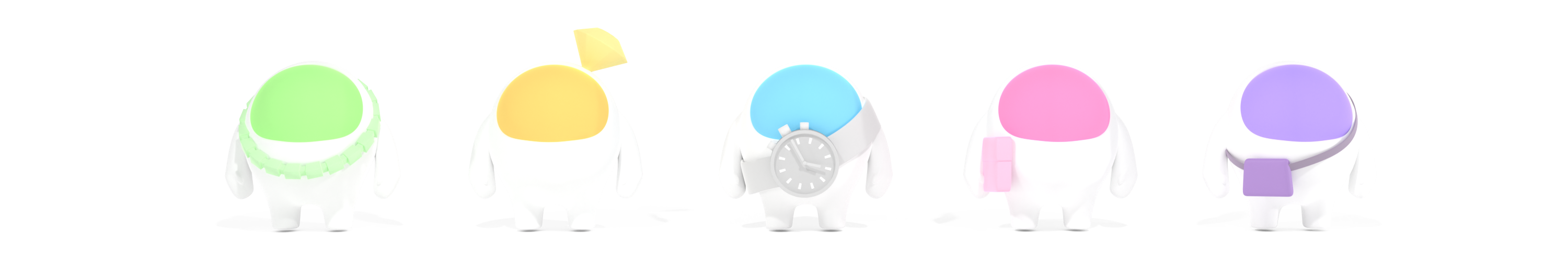 ウォッチニアンの世界観を表現する5色のキャラクター