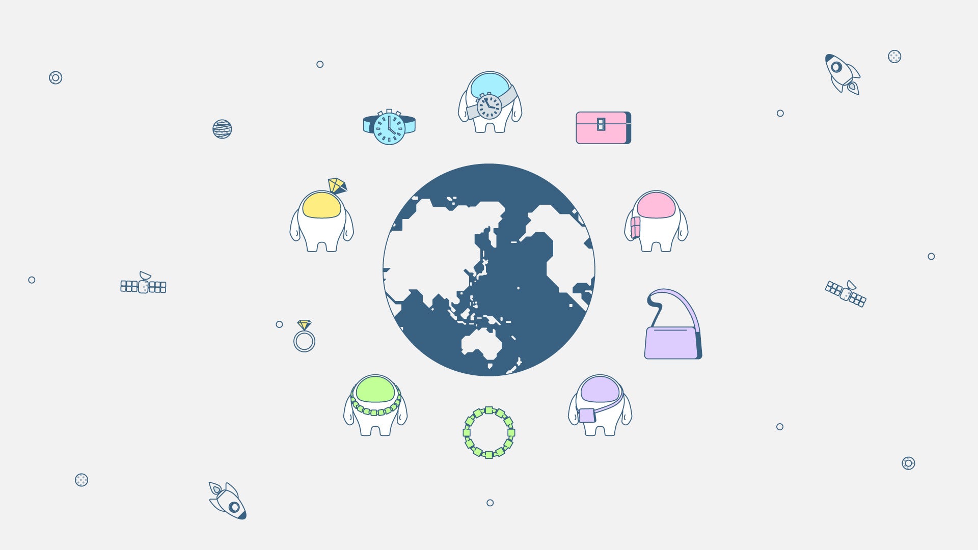 ↑仕入れ／販売が国内にとどまらず展開していることをアニメーションで表現している