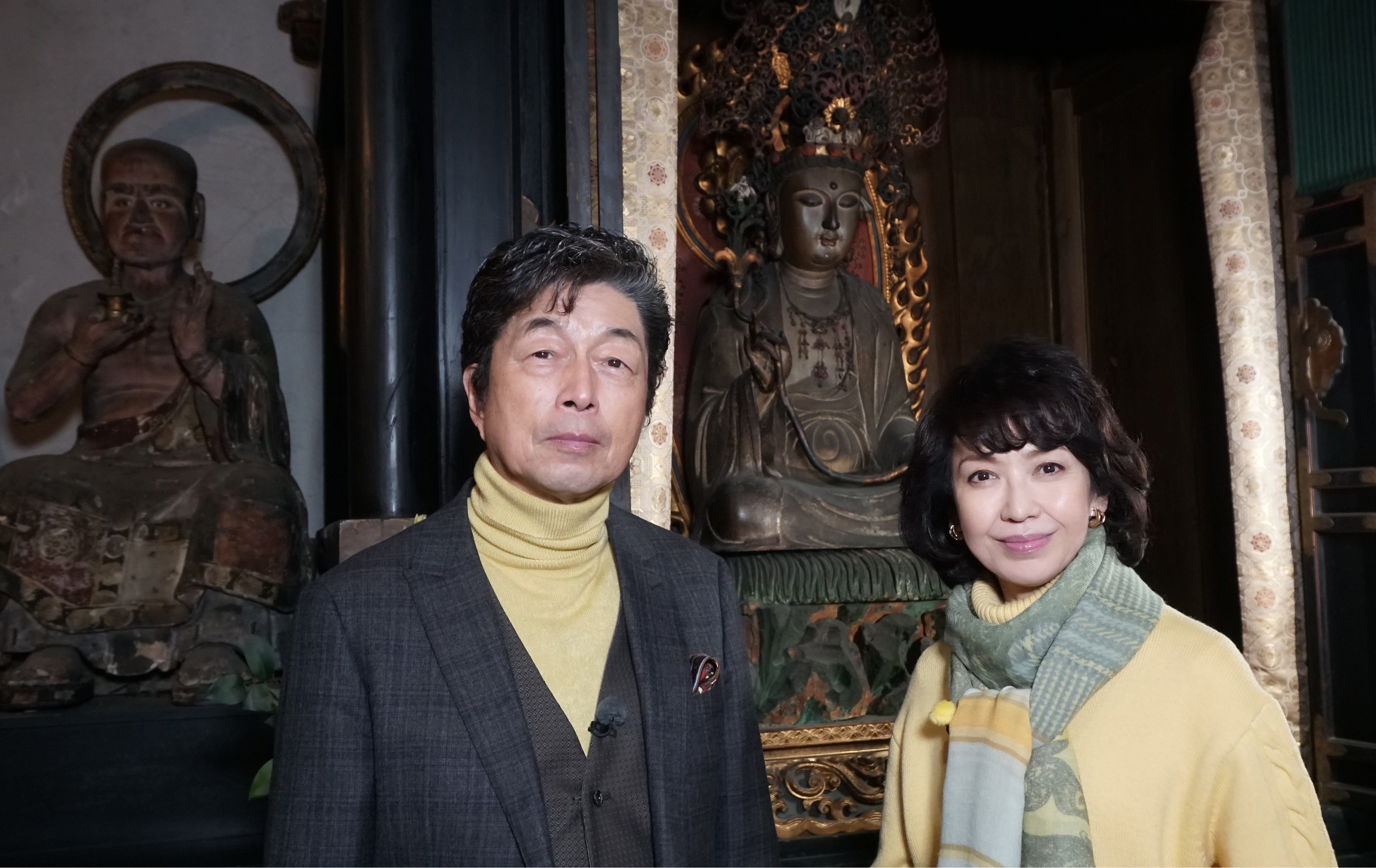 泉涌寺の楊貴妃観音像を拝観した 中村雅俊、賀来千香子