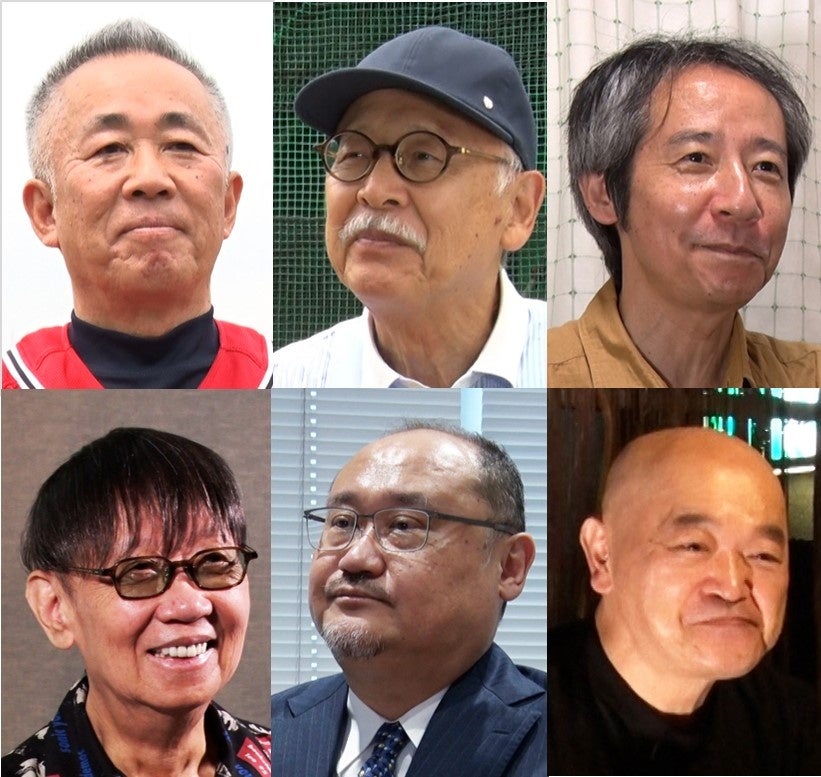 レジェンド開発者たちが続々登場! 上段左から:岸本好弘, 関雅行、竹内昭人 下段左から:堀井雄二、浜村弘一、高橋名人