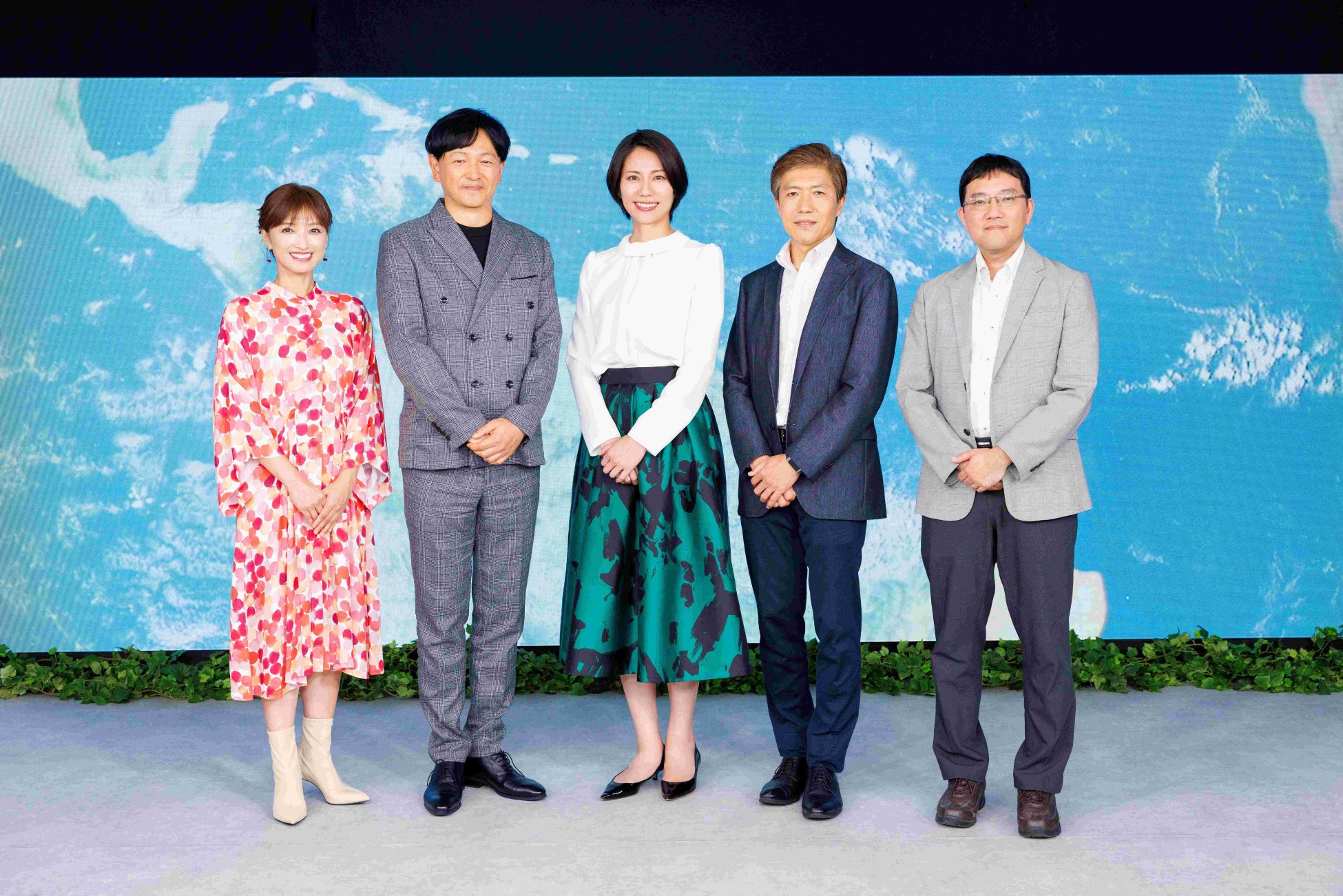 今回のテーマは、気候変動による生態系の変化。 (左から)望月理恵、依田司、松下奈緒、江守正多、道家哲平