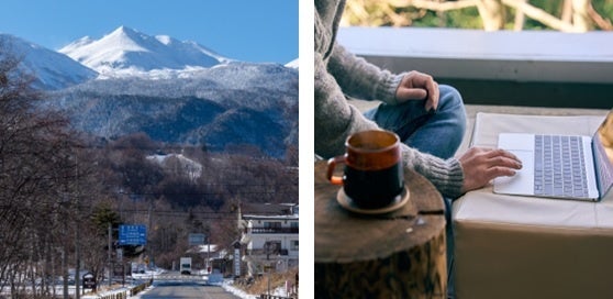 日本百名山のひとつ、乗鞍岳を眺めながらリモートワークも！