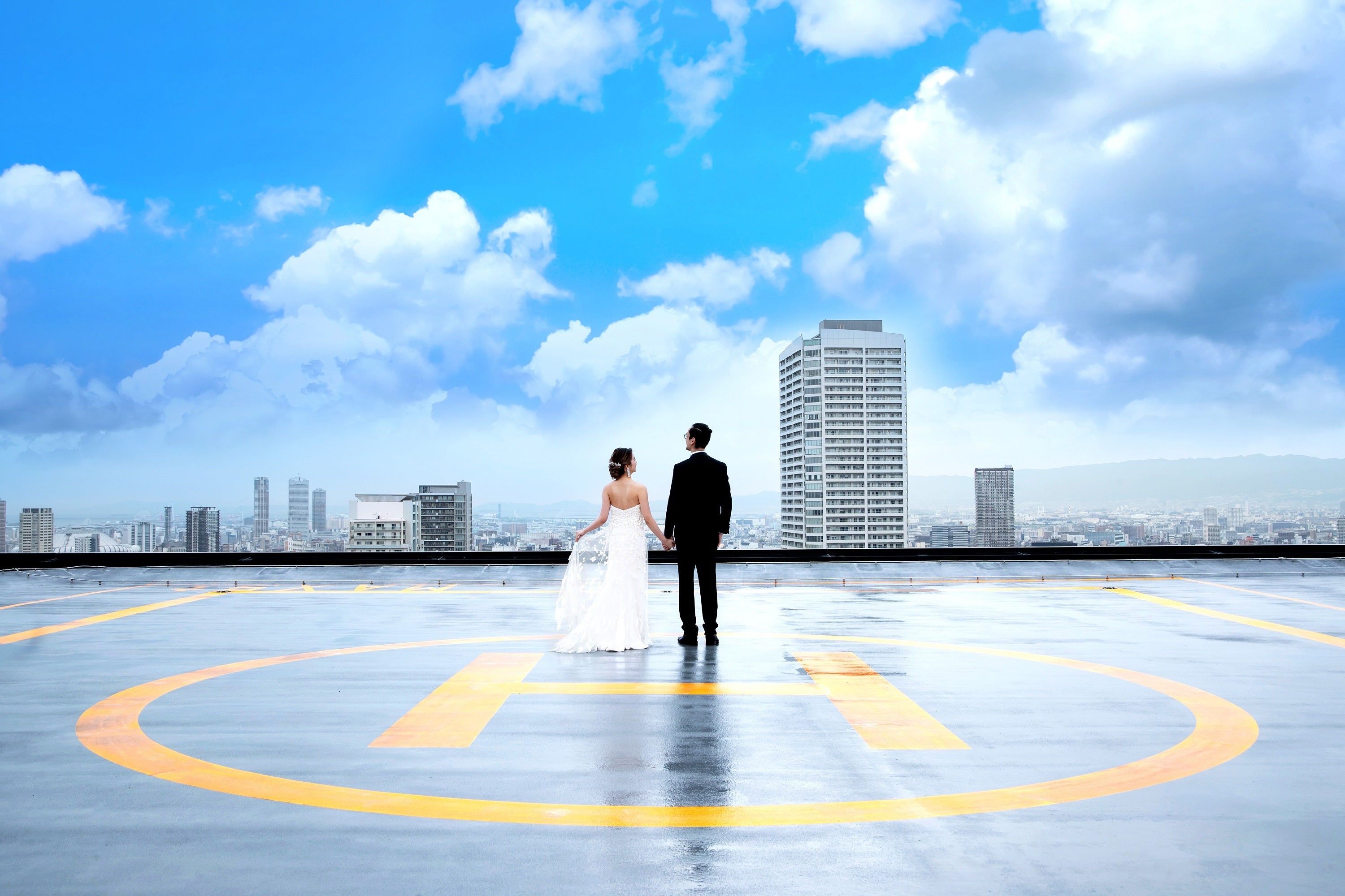 W大阪のヘリポートでの撮影イメージ