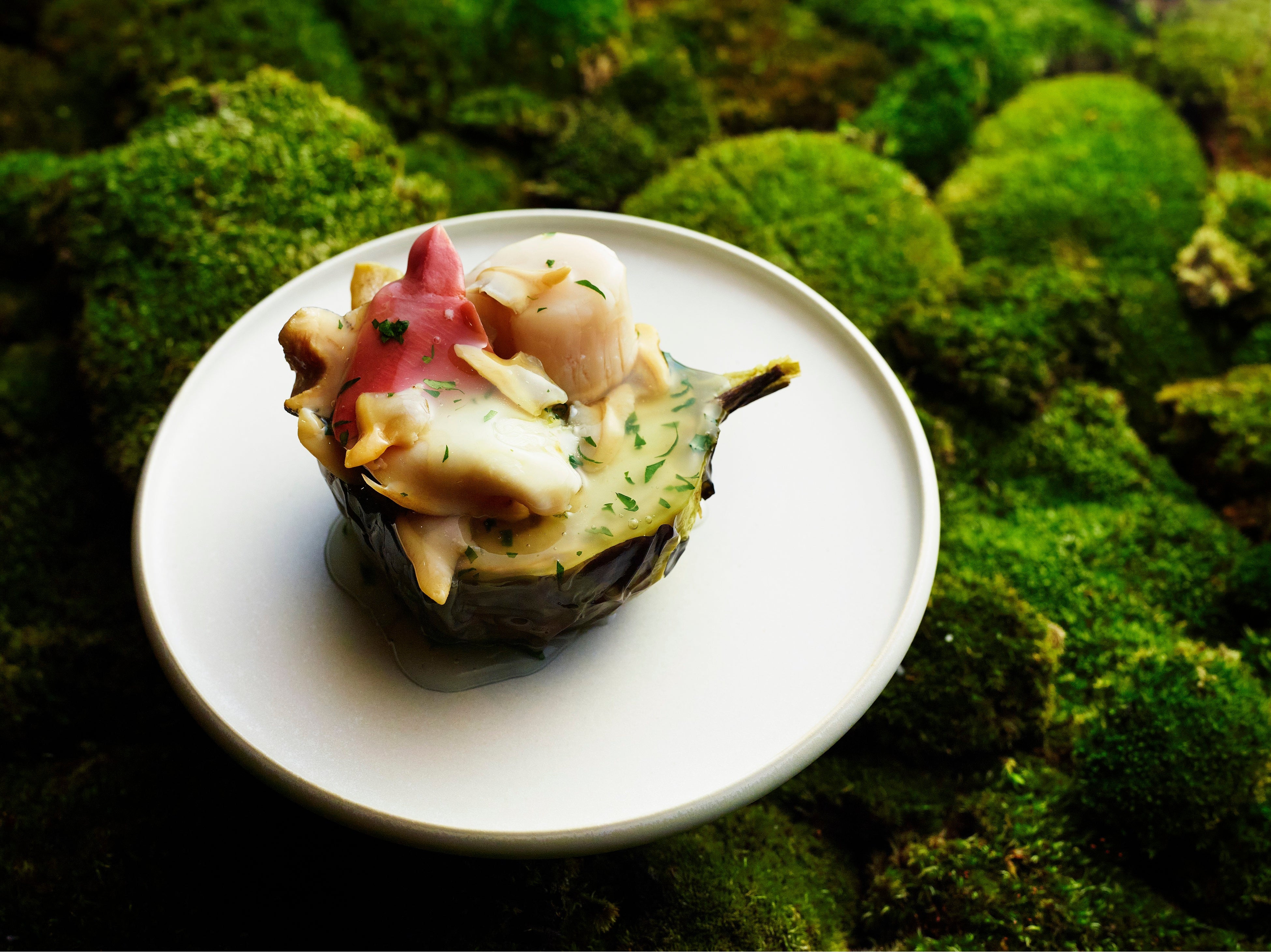 「シェフズ・テーブル by Katsuhito Inoue」料理の一例「京都産賀茂茄子の炭火焼き 北の香り」