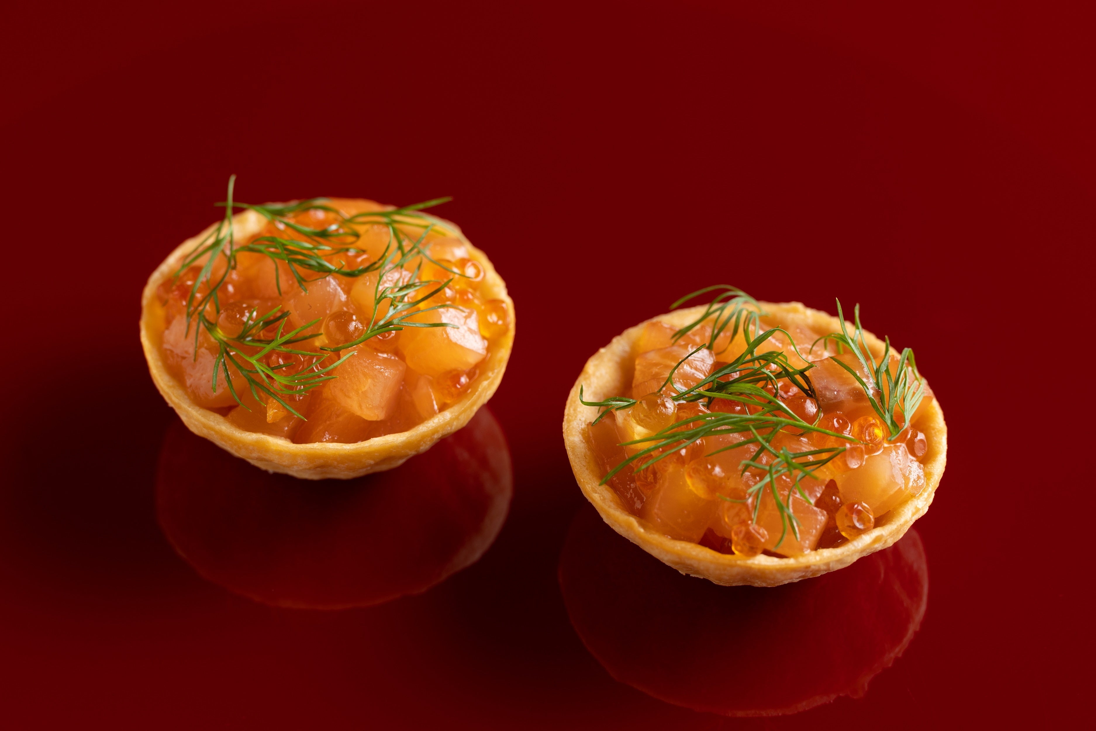 鱒のマリネとマスコ マスカルポーネクリームのタルト