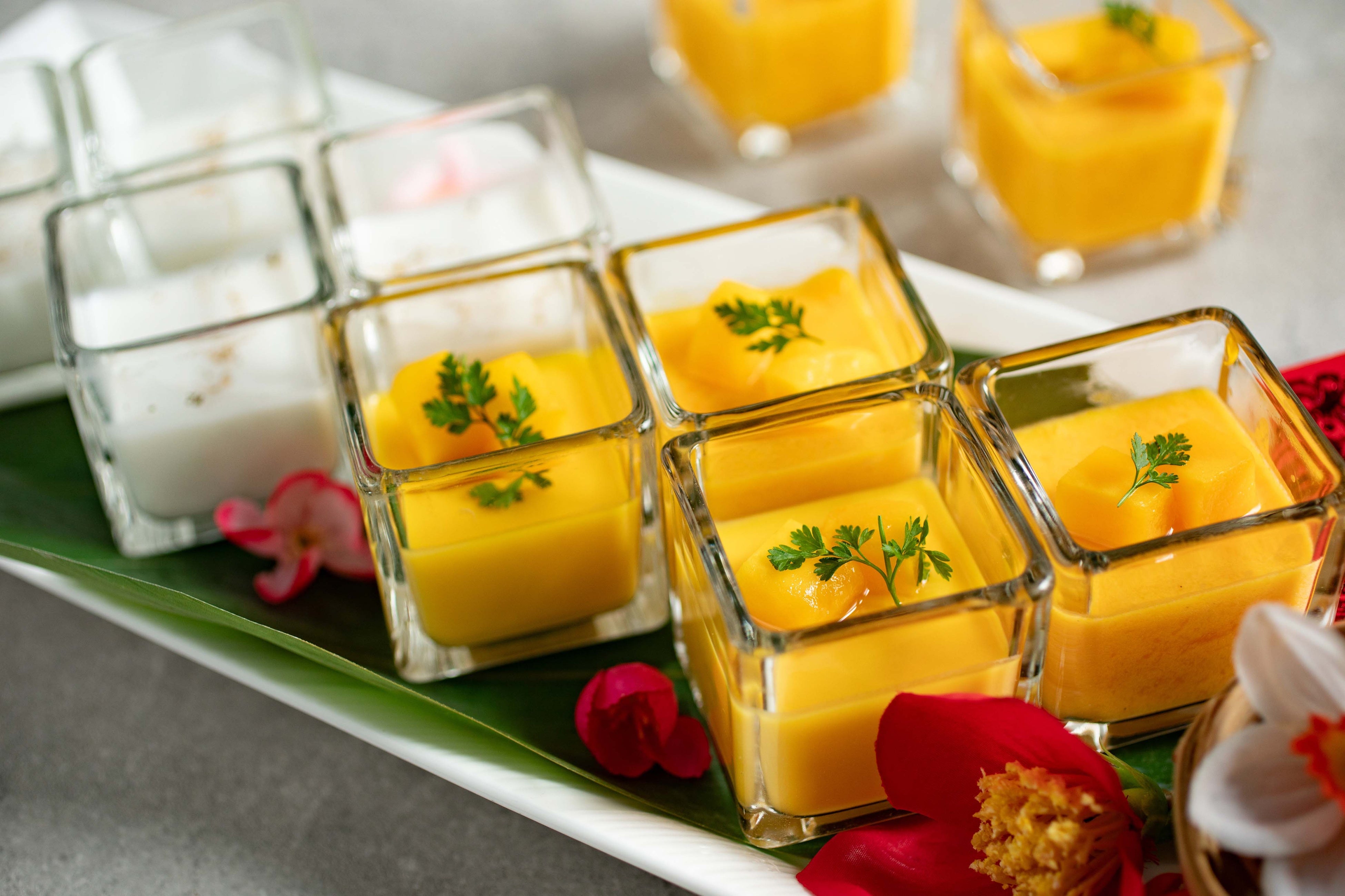 タピオカココナッツミルクとマンゴープリン