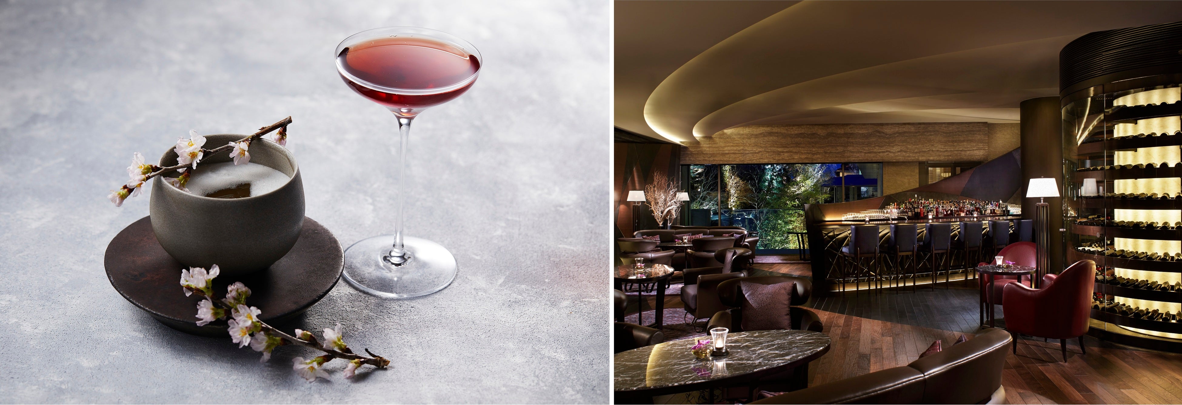 「咲耶」・「SAKURA SATISFACTION」（左）、「ザ・バー」店内（右）