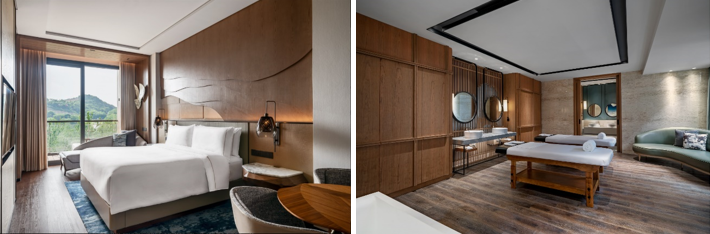 左から：ウェスティン南京リゾート＆スパの温泉付キング／Heavenly Spa by Westin™