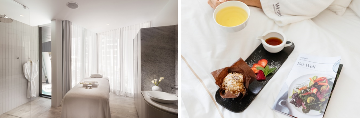 左から：ウェスティン・ブリスベンのHeavenly Spa by Westin™／イートウェルメニュー